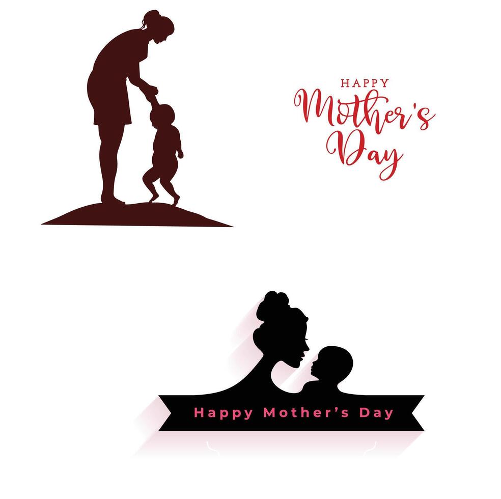 Happy Mother Day continuous line drawing of Mom playing with her baby vector