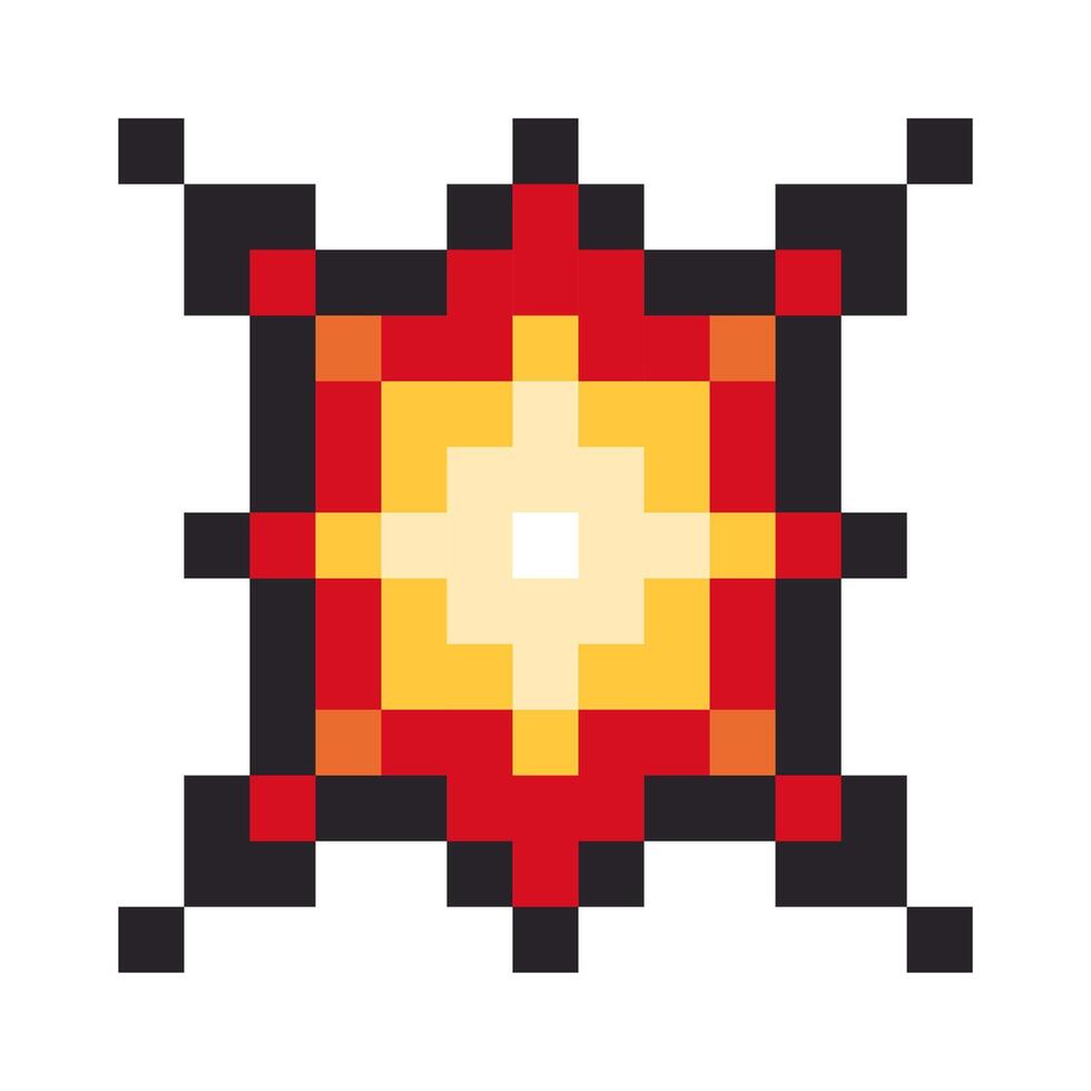 Pixel art explosion icon isolated on white background vector