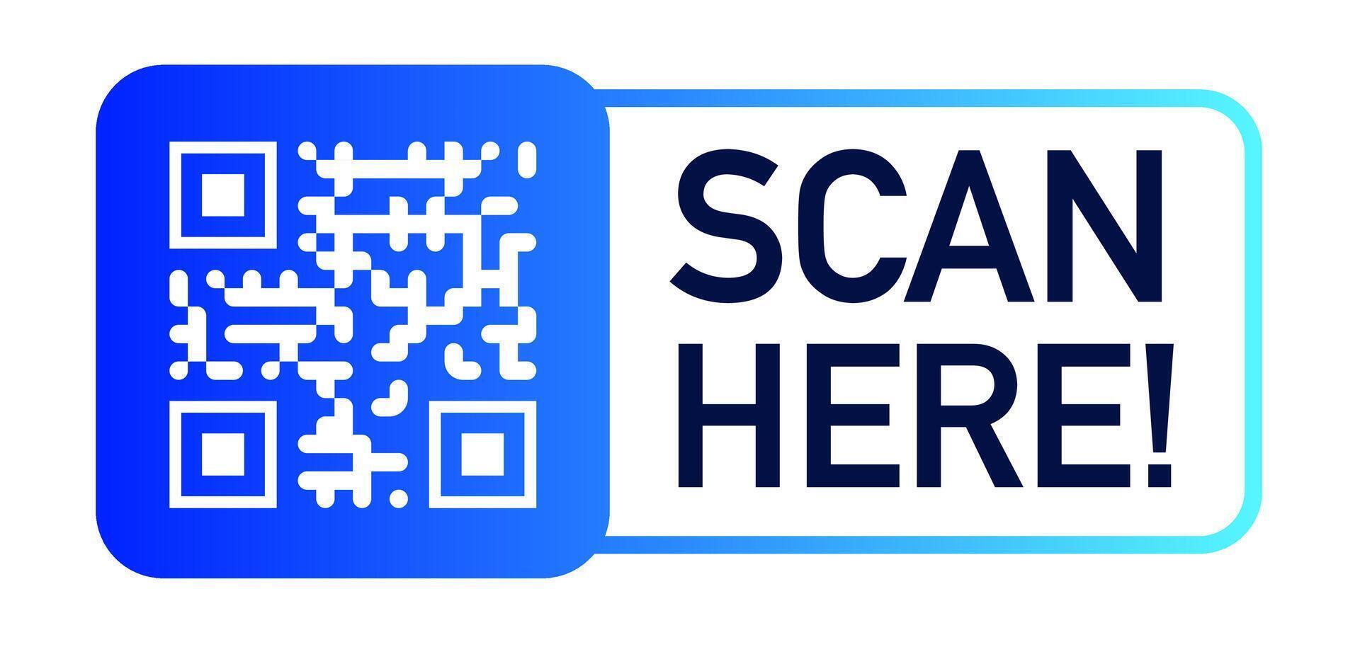 QR code scan here label color modern style vector