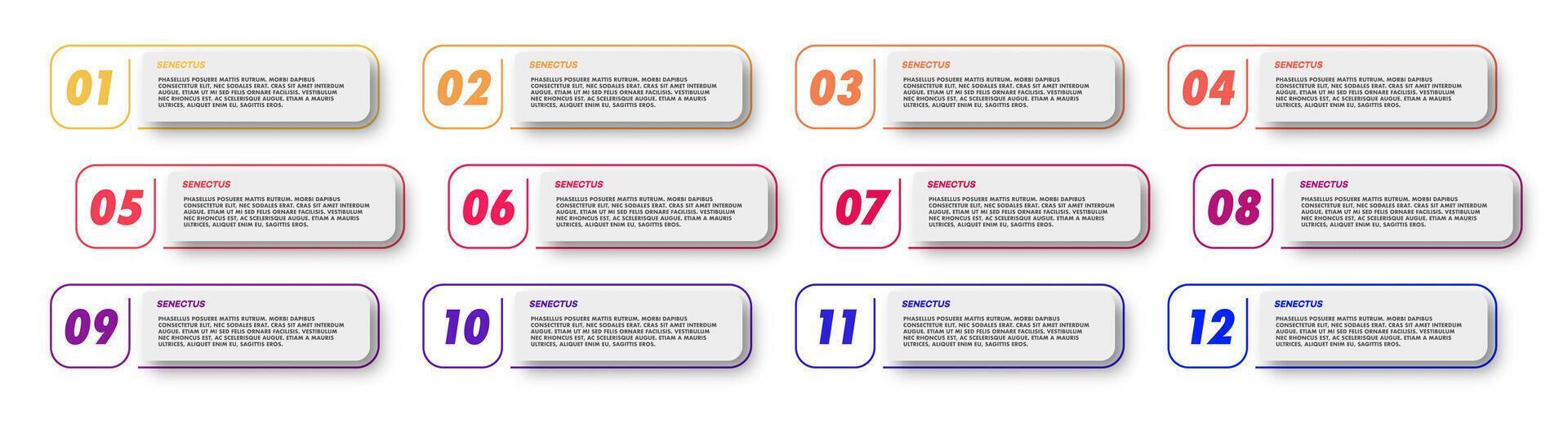 Bullet points from 1 to 12 list markers set vector