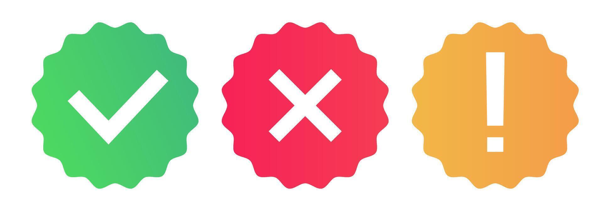 Right, wrong and exclamation mark symbol for design project vector