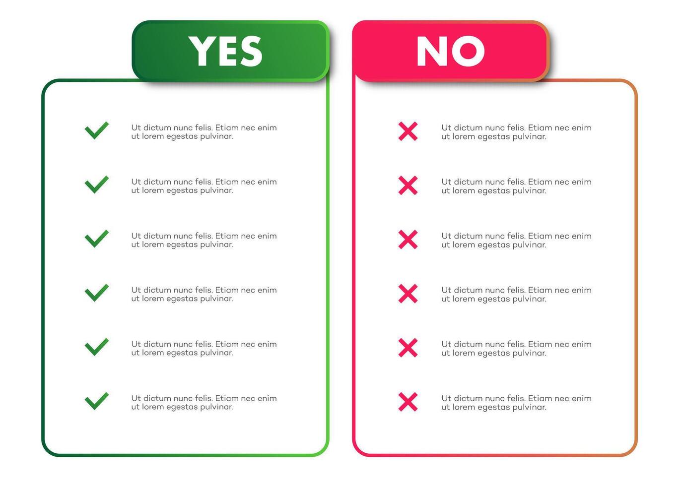 Yes and no infographic design frame template vector