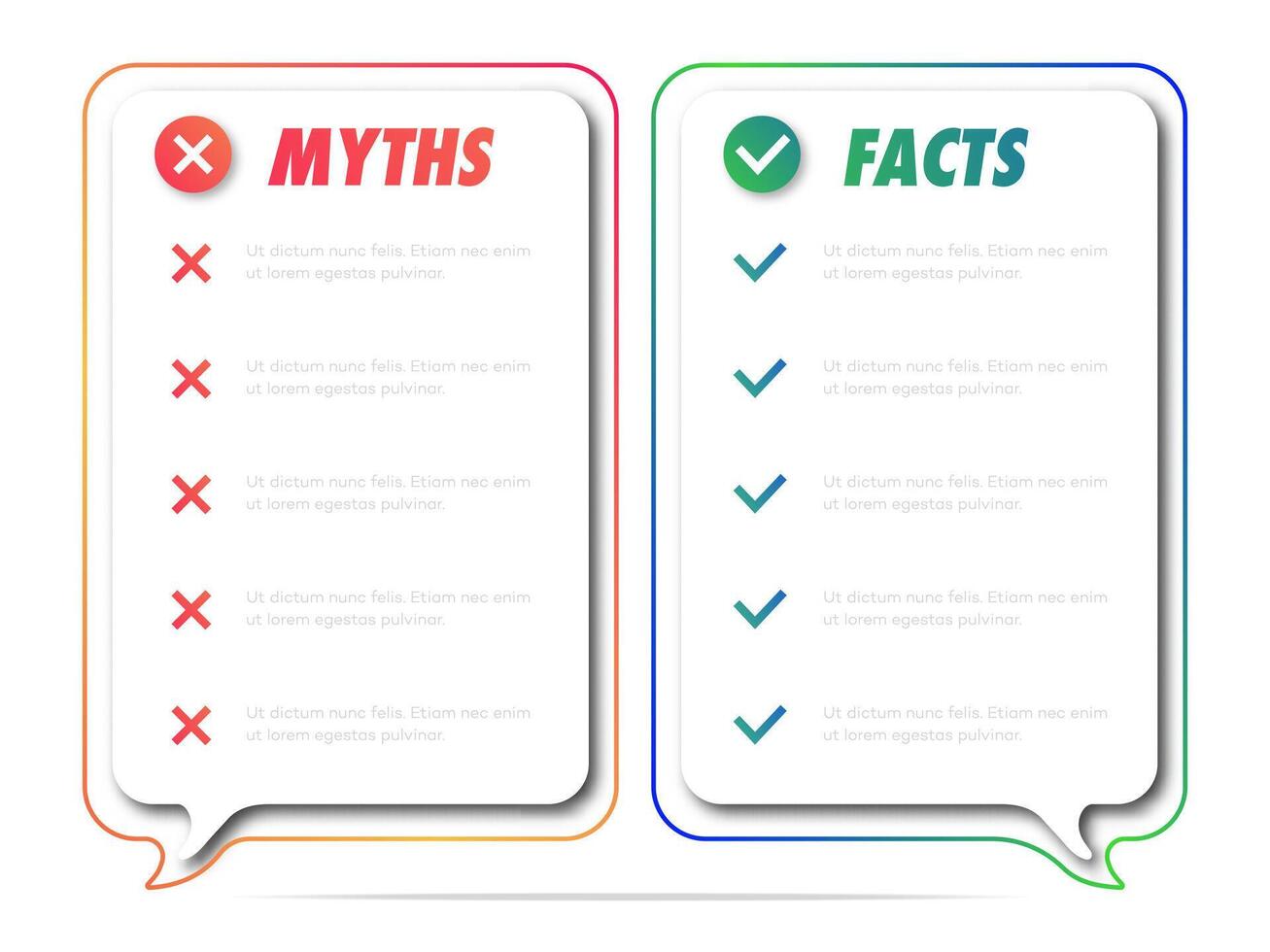 Myths vs facts frame template colorful style vector