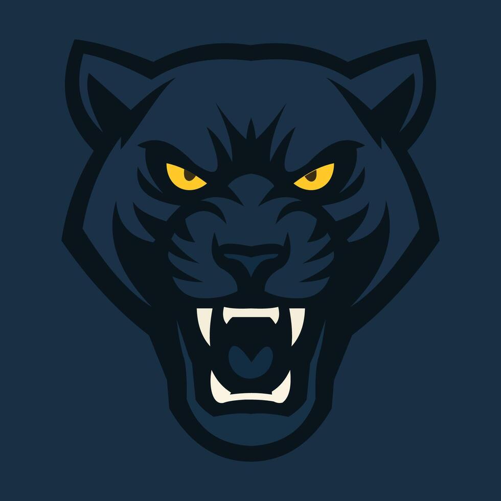 Stylized illustration of a panther's head against a dark background. vector