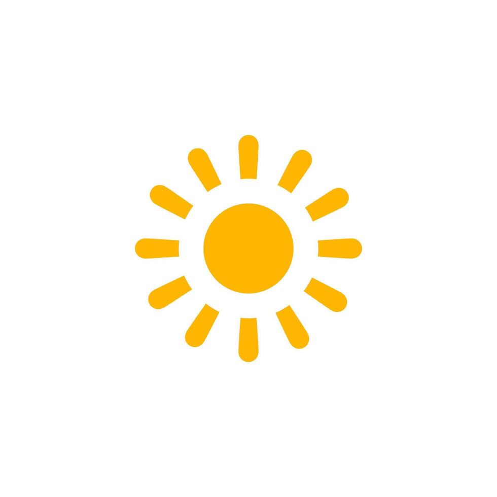 Sun Icon Bold Rays Flat Design. Ideal For Weather Apps, Morning Forecast, Summer Heat, Solstice Graphics, And UI Signs. Warm And Bright Look. Illustration. vector