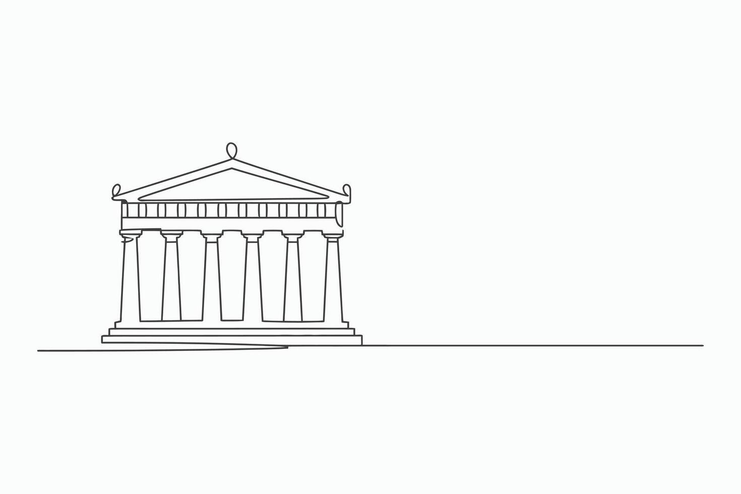 Single line drawing of a greek temple vector