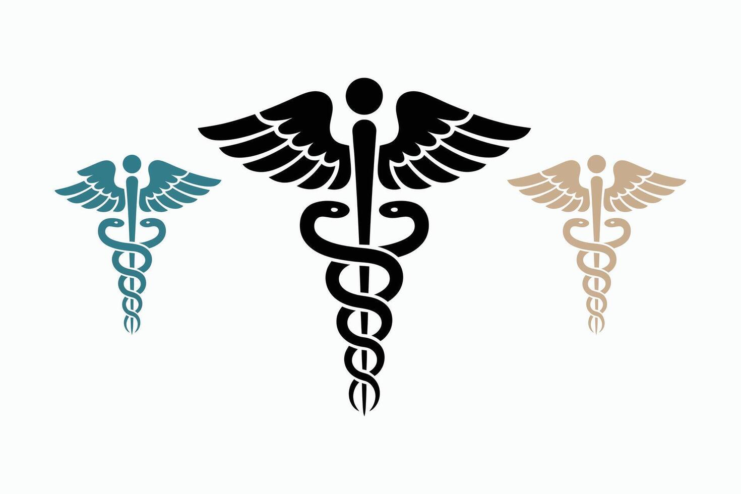 Caduceus medical symbol in three colors vector