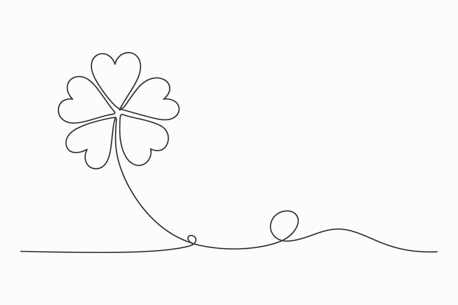 Single line drawing of a four leaf clover vector