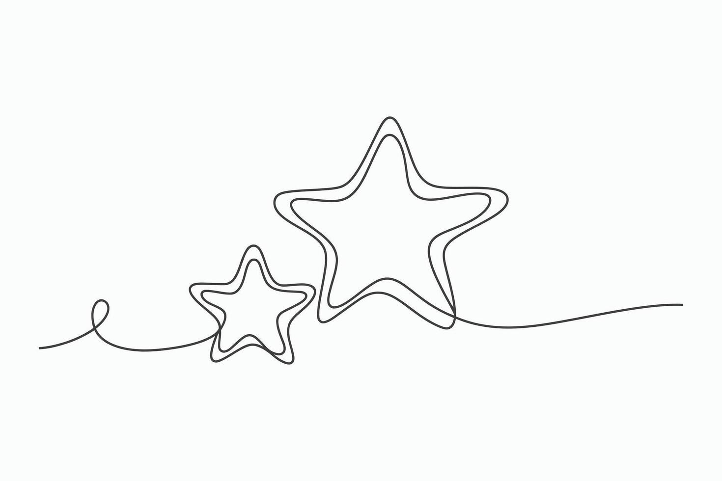 Continuous line drawing of two stars vector