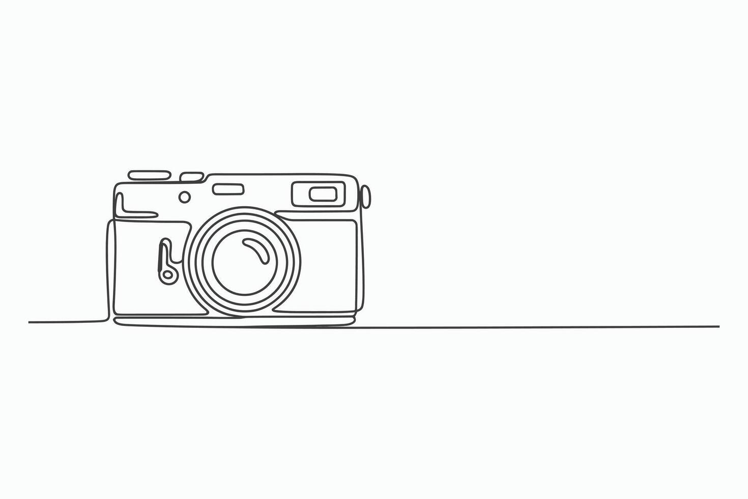 Single line drawing of a modern camera vector