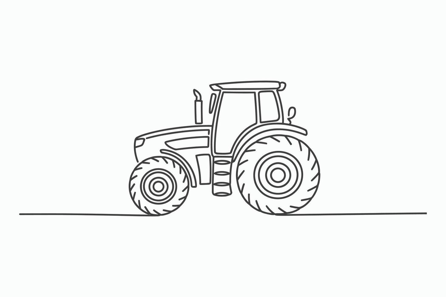 Simple line drawing of a modern farm tractor vector