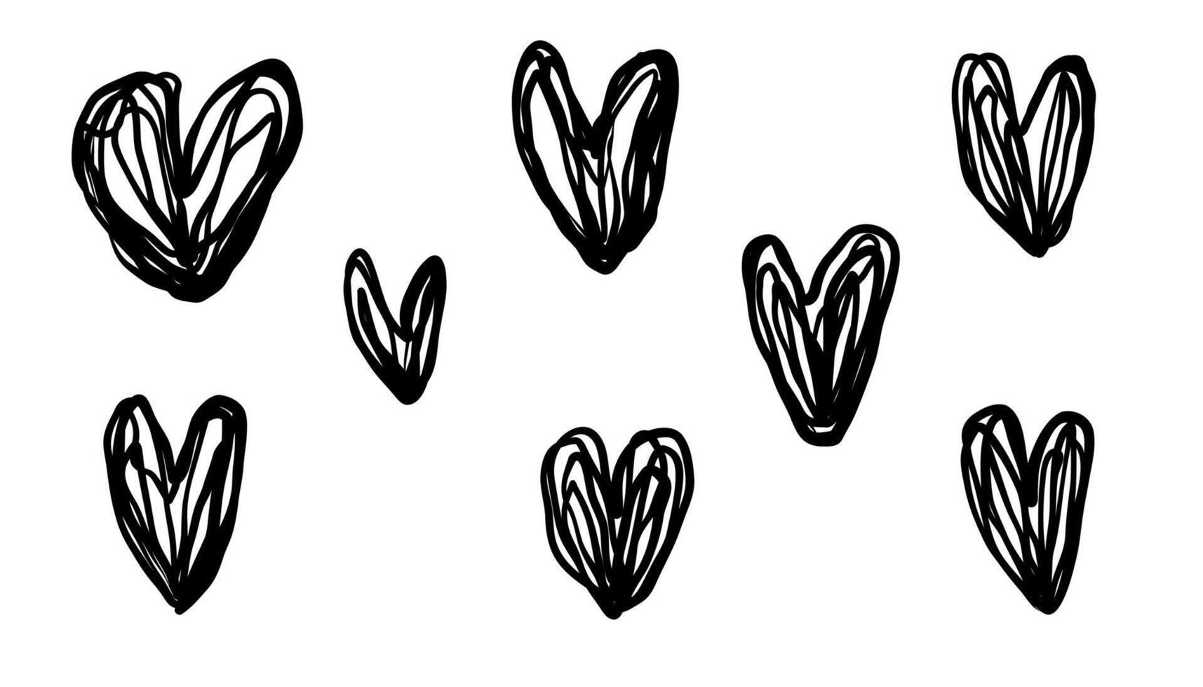 Collection of hand drawn scribble hearts isolated on white background. Cute doodle style perfect for Valentines Day, cards, invitations, and crafts. vector