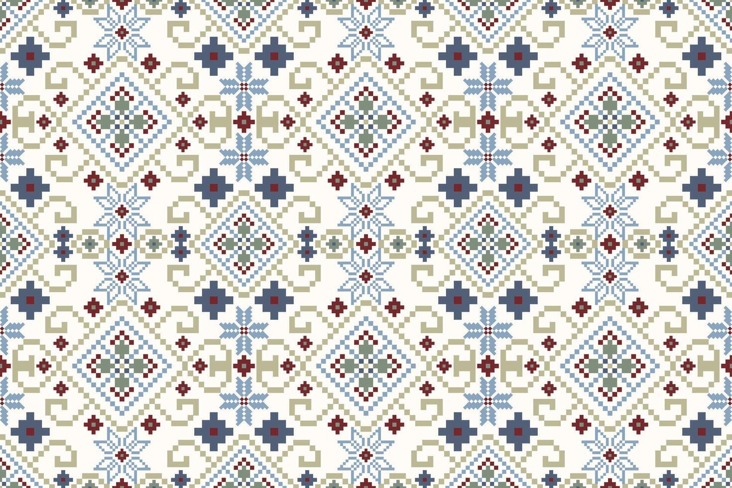 Pixel art seamless pattern on white background,geometric ethnic seamless pattern vector