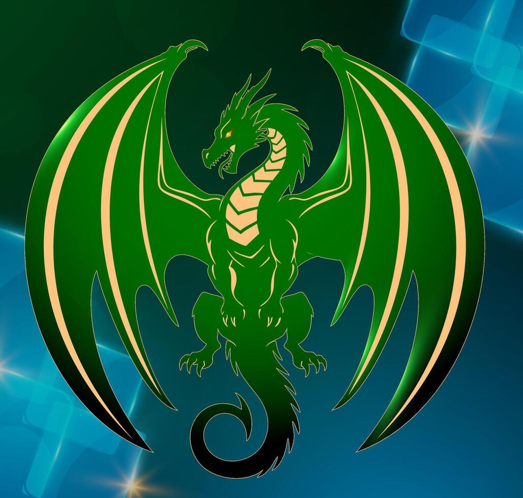 Winged Guardian Green Dragon vector