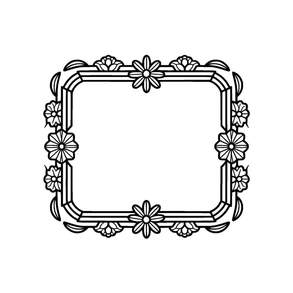 Floral Frame Border Silhouette Elegant Black and White vector