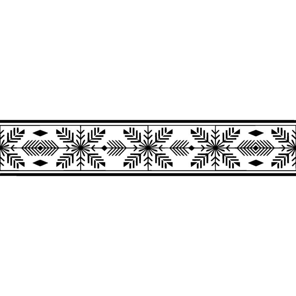 Geometric Snowflake Border Ornament in Black White vector