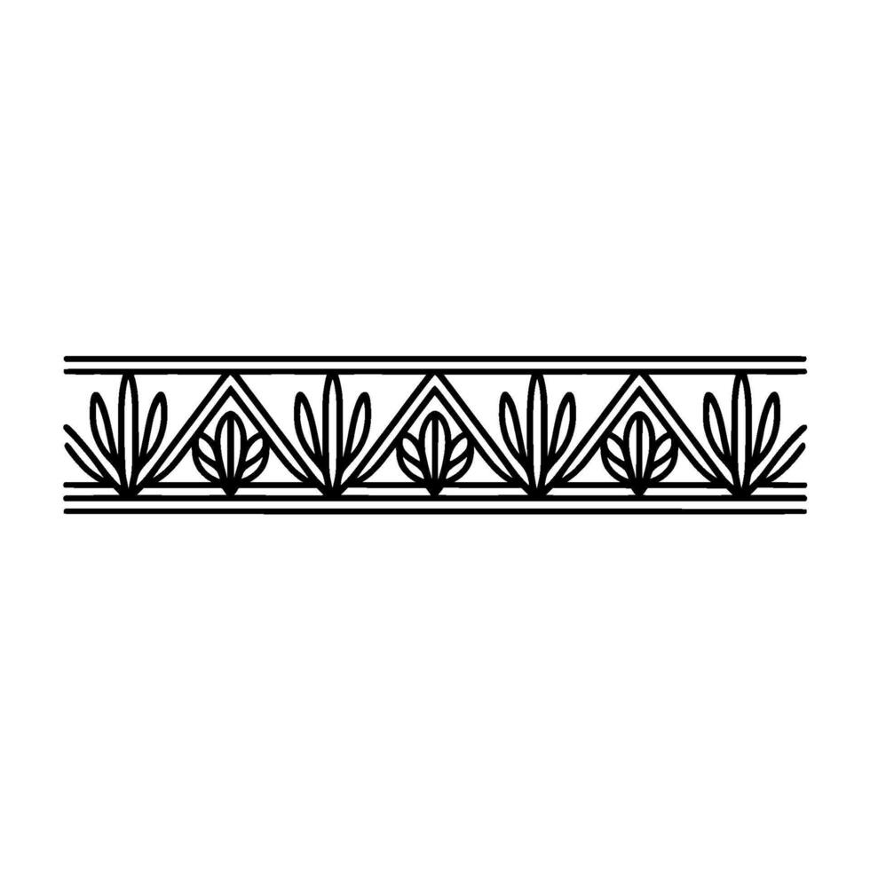 Elegant Black and White Geometric Border with Leaf Motifs vector