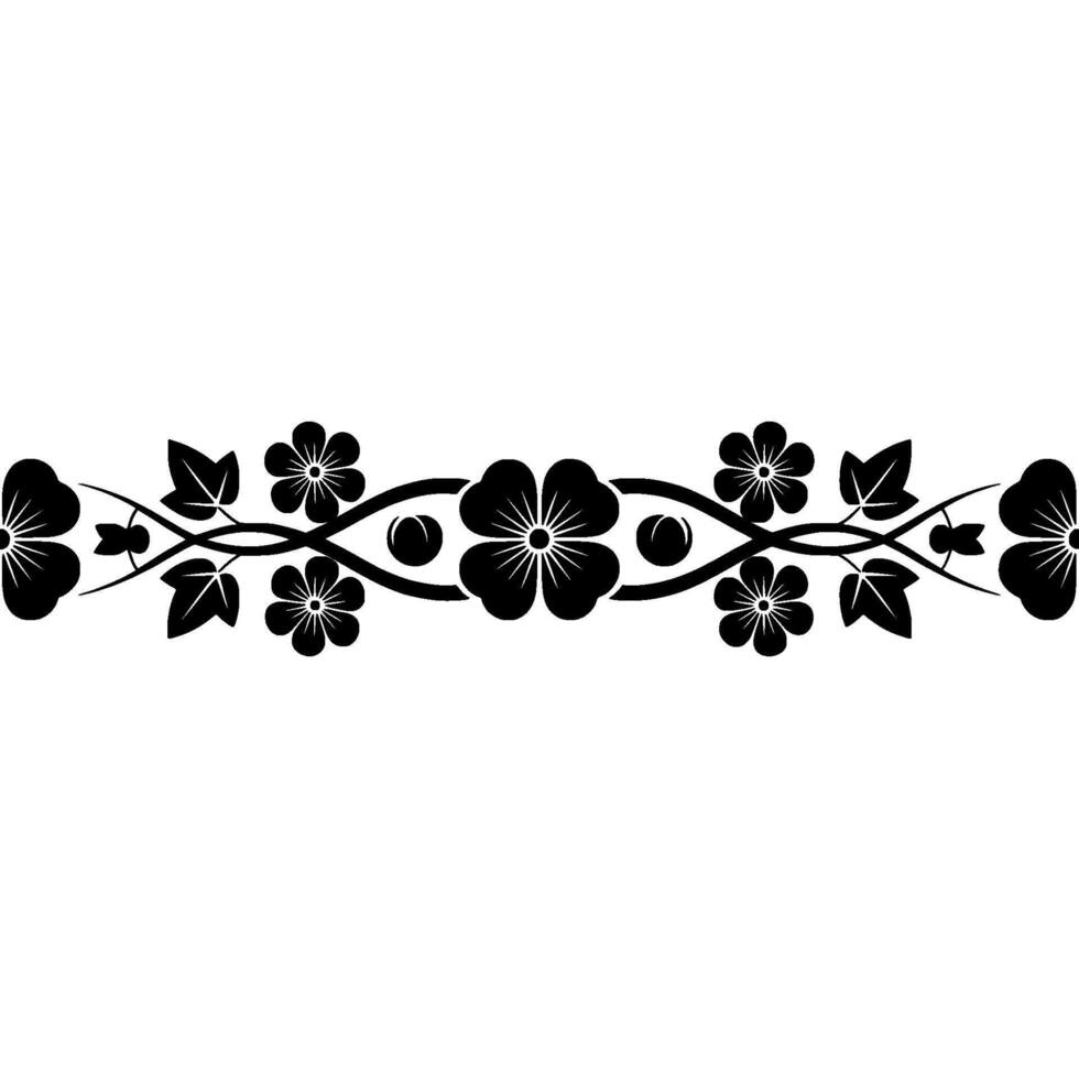 Elegant Floral Border , Black White , Minimalist Decoration vector