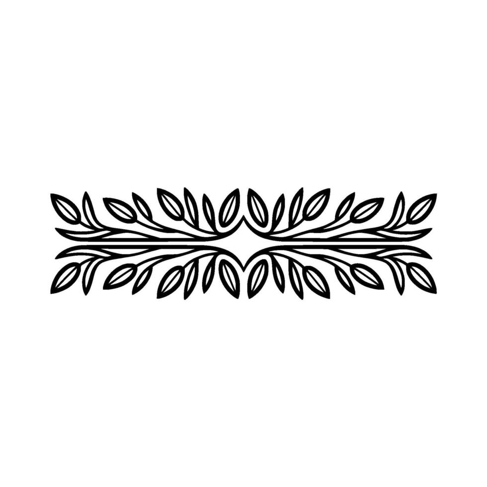 Elegant Leaf Border Element, Black White Minimalist vector