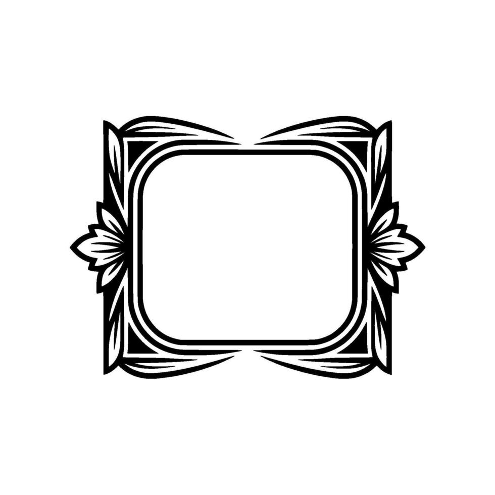 Decorative Art Deco Style Frame with Floral Accents on Offwhite Background vector
