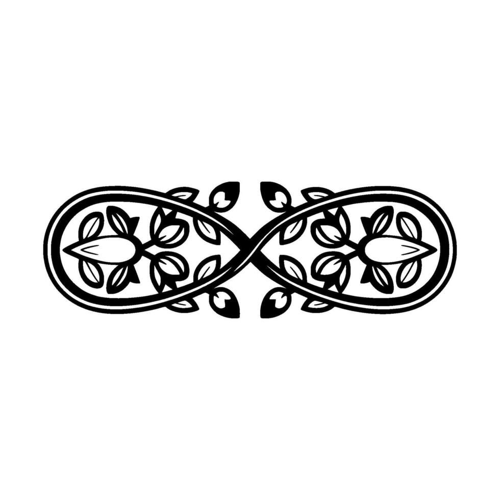 Ornamental Infinity Motif Black White Floral Pattern on White Background vector