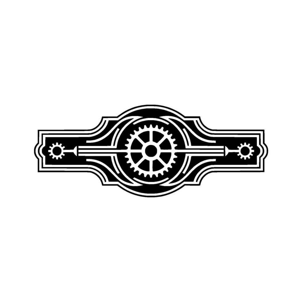 Steampunk Emblem Mechanical Gear on White Background vector