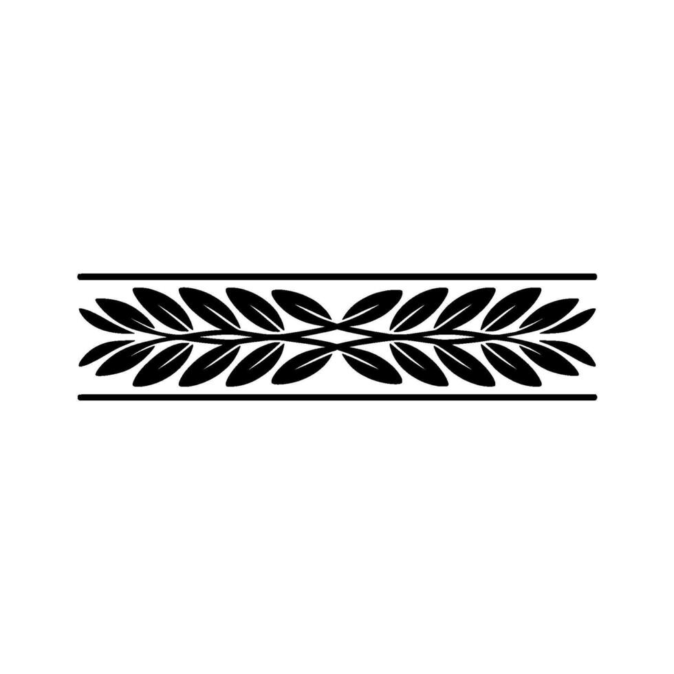 Elegant Leaf Border, Black and White Element vector