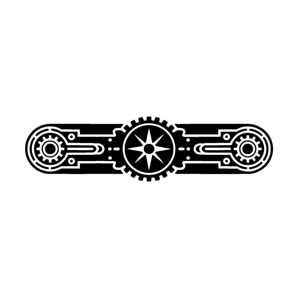 Steampunk Gear Border Element Black White on White vector