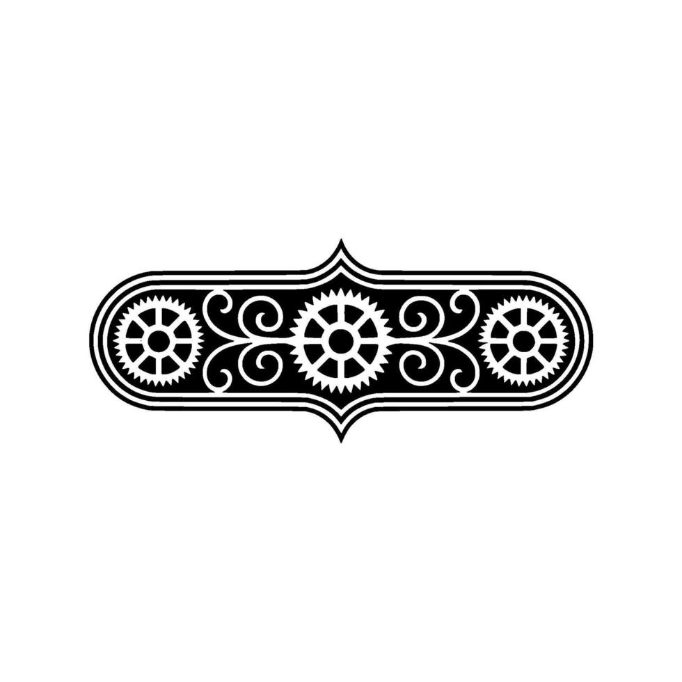 Elegant Steampunk Ornament with Gears and Swirls on White Background vector
