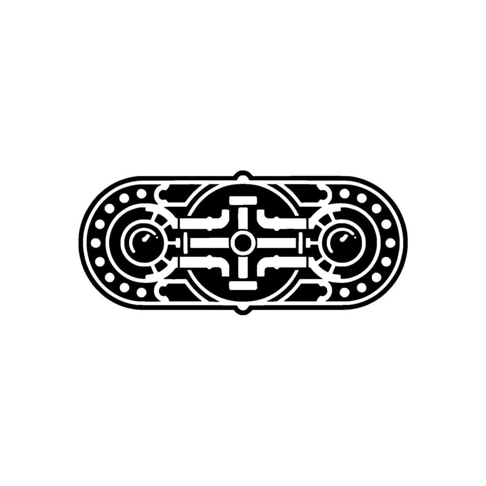 Steampunk Machine Glyph Abstract Black and White Industrial Element vector