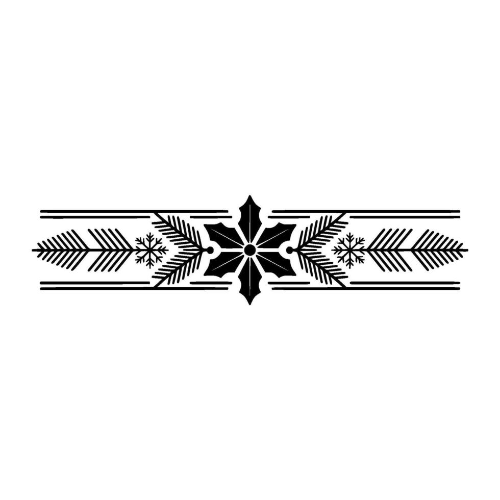 Minimalist Christmas Border Holly, Snowflakes Pine vector