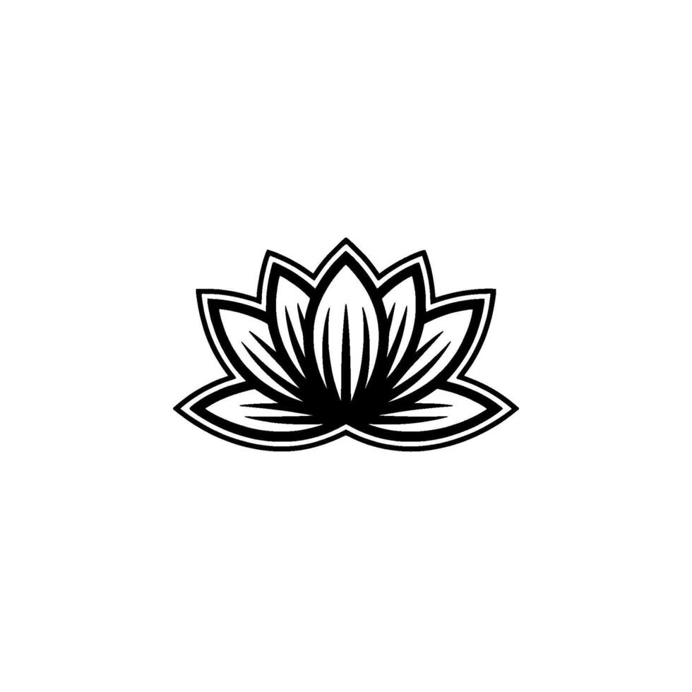 Black and White Lotus Flower , Minimalist vector