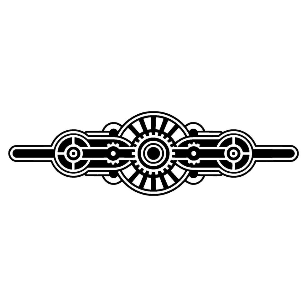 Steampunk Gear Element Black White Geometric vector