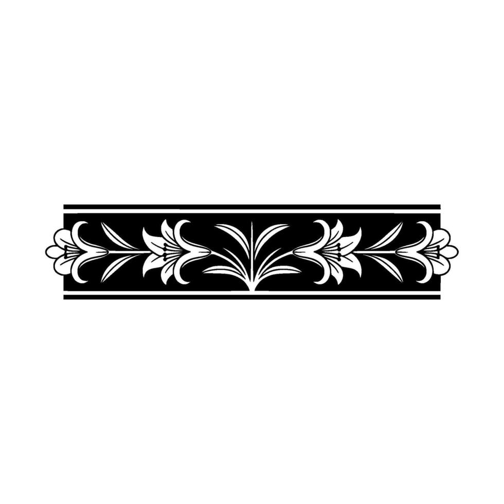 Black and White Floral Border Illustration, Art Nouveau Style vector