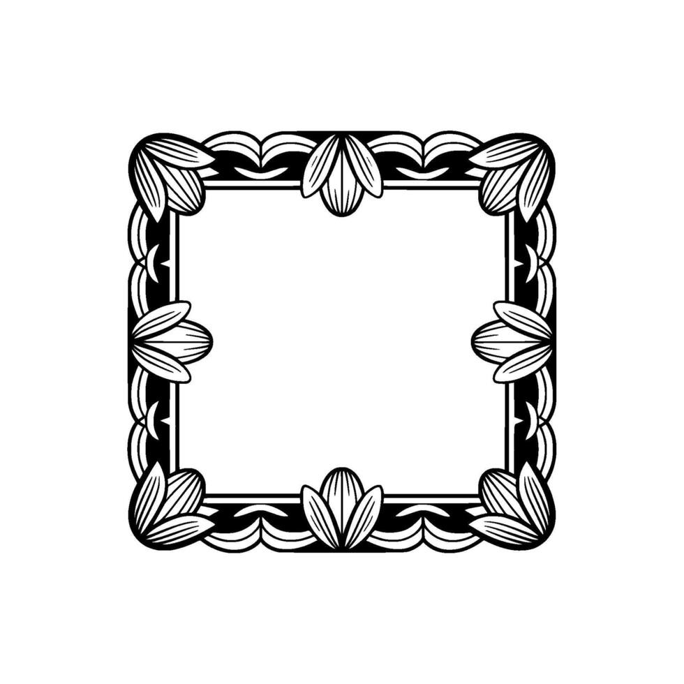 Elegant Black and White Floral Frame on Soft Background vector