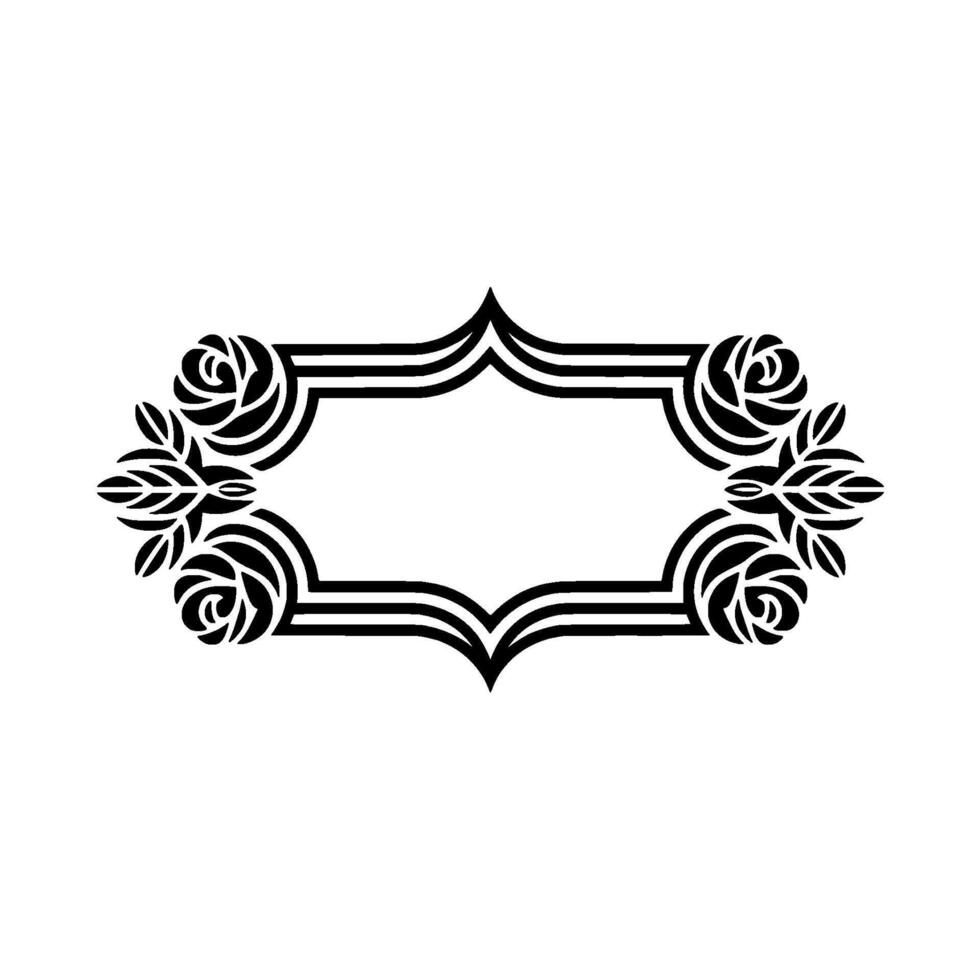 Elegant Black White Rose Frame Element for Invitations vector