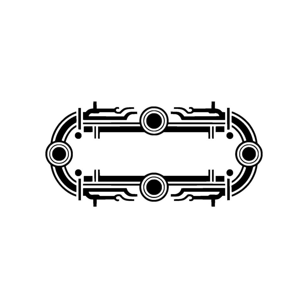Art Deco Oval Frame in Black White vector