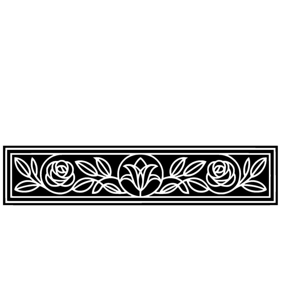 Black and White Floral Border, Geometric , Decorative Element vector