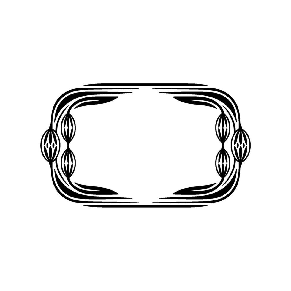 Art Deco Frame with Floral Ornament Black on White, vector