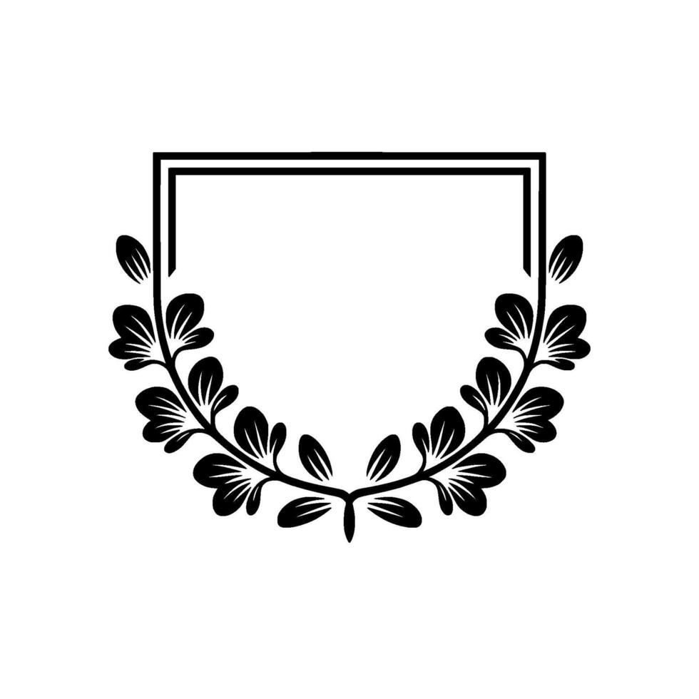 Elegant Black Floral Frame Square Minimalist vector