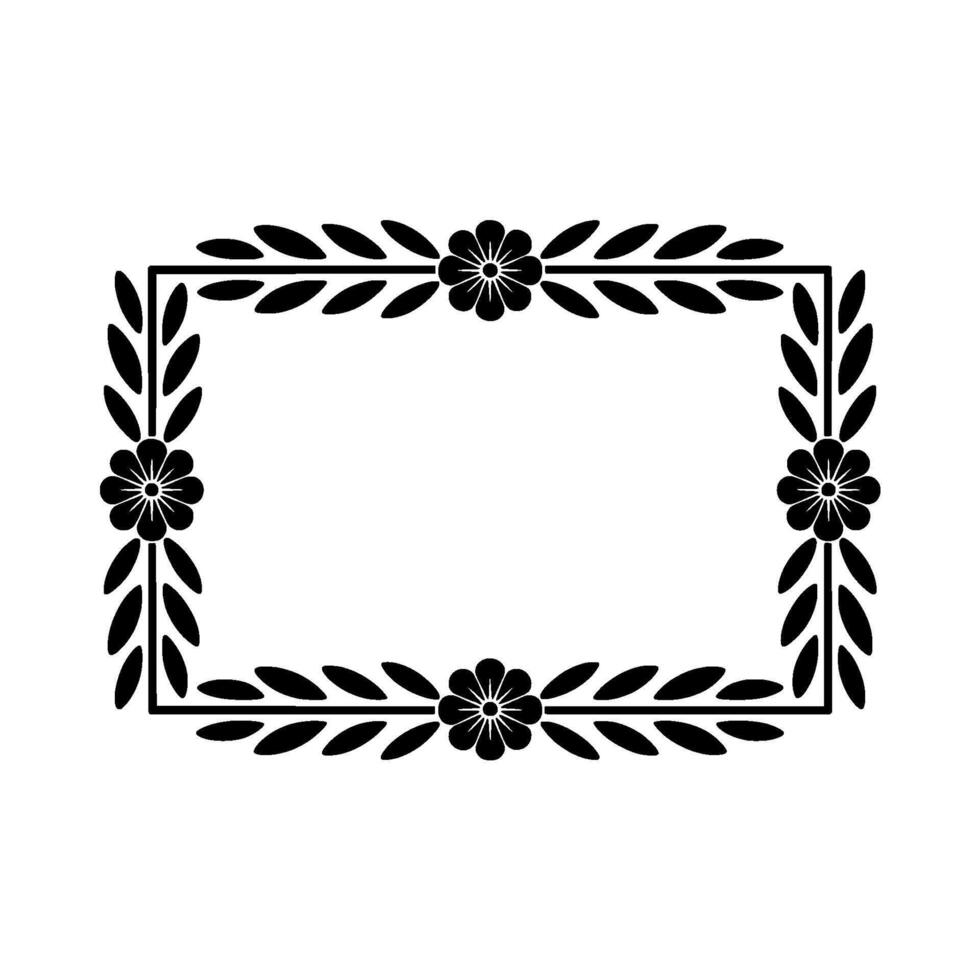 Elegant Floral Rectangular Frame in Black on White vector