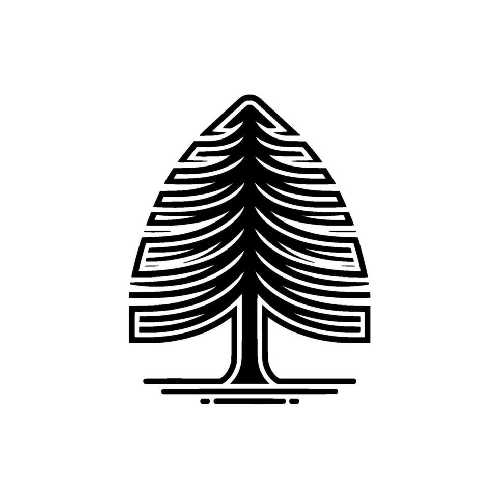 Minimalist Pine Tree , Geometric Black White, Nature vector