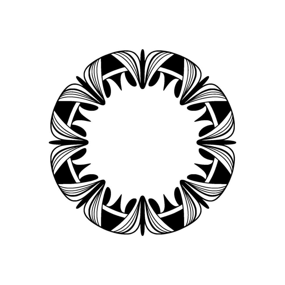 Elegant Black and White Floral Wreath on White Background vector