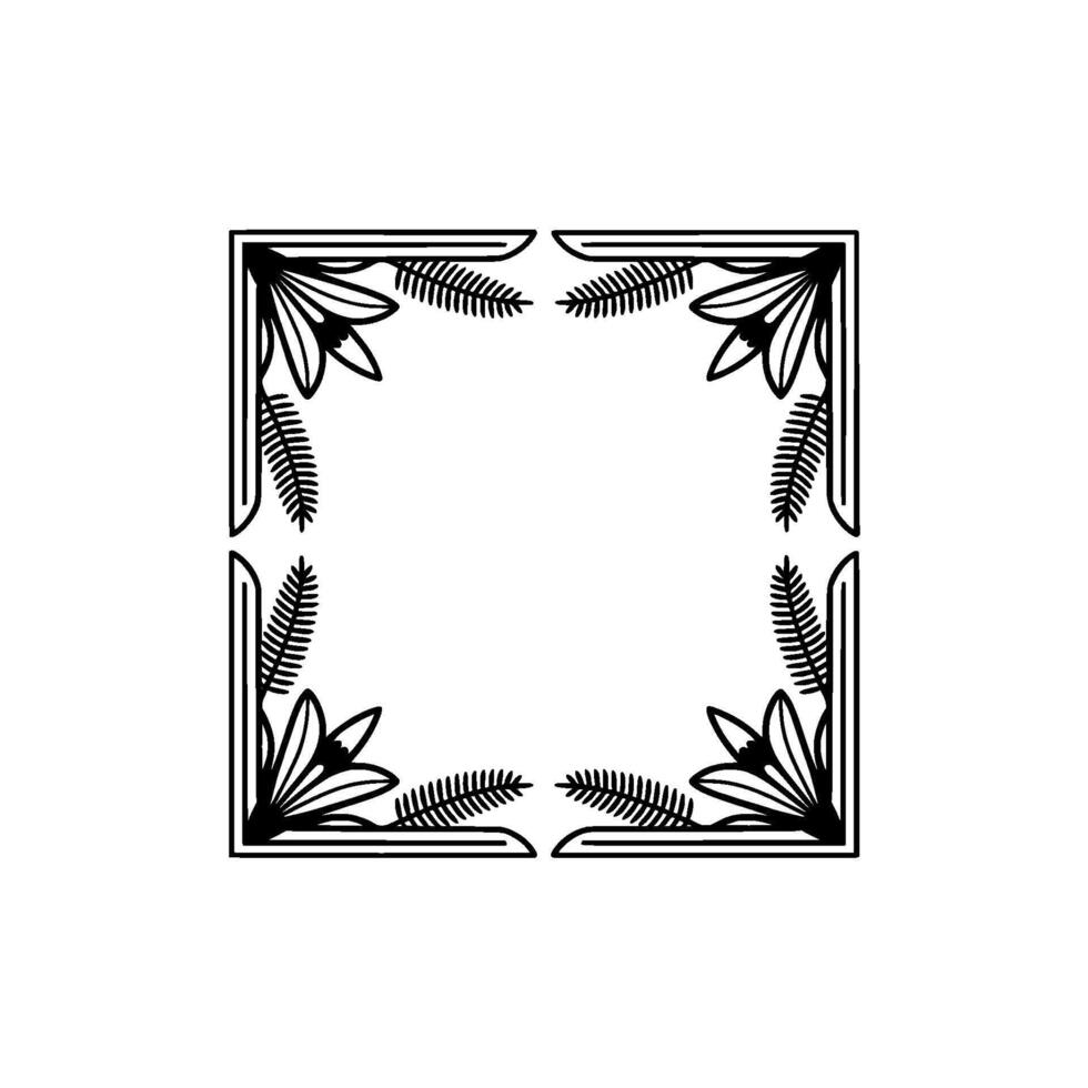 Elegant Botanical Frame Black and White Minimalist vector
