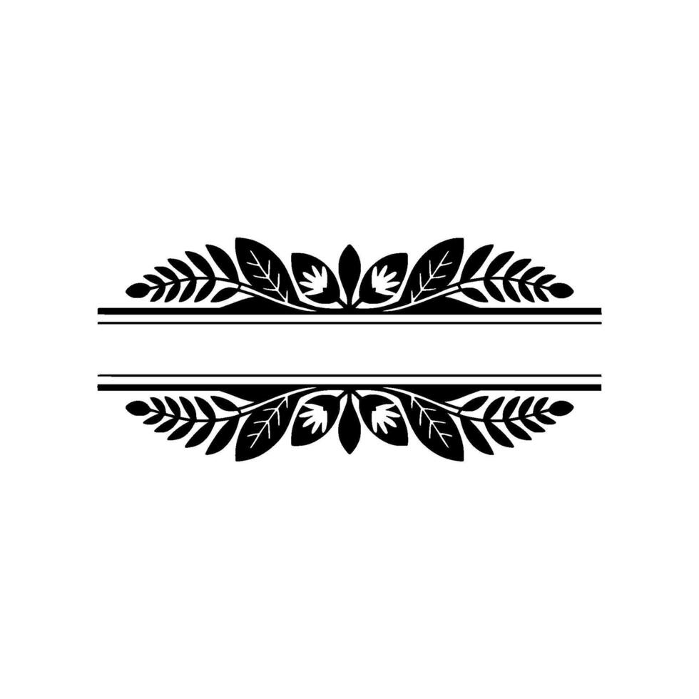 Elegant Black and White Foliage Frame for vector