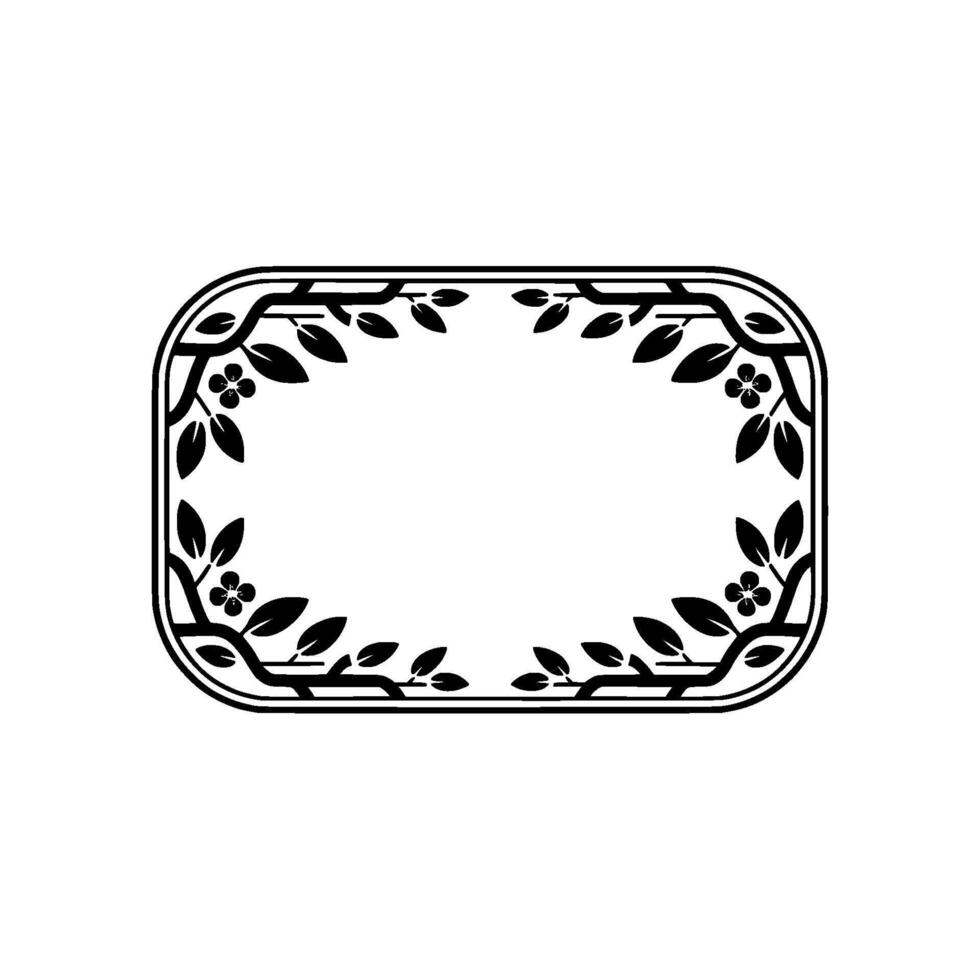 Floral Frame, Minimalist Black and White for Labels Invitations vector