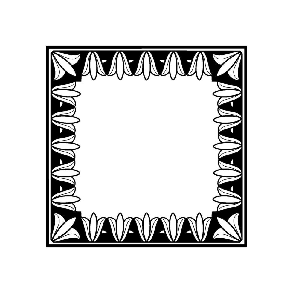 Elegant Black White Floral Border Frame, Decorative Ornament vector