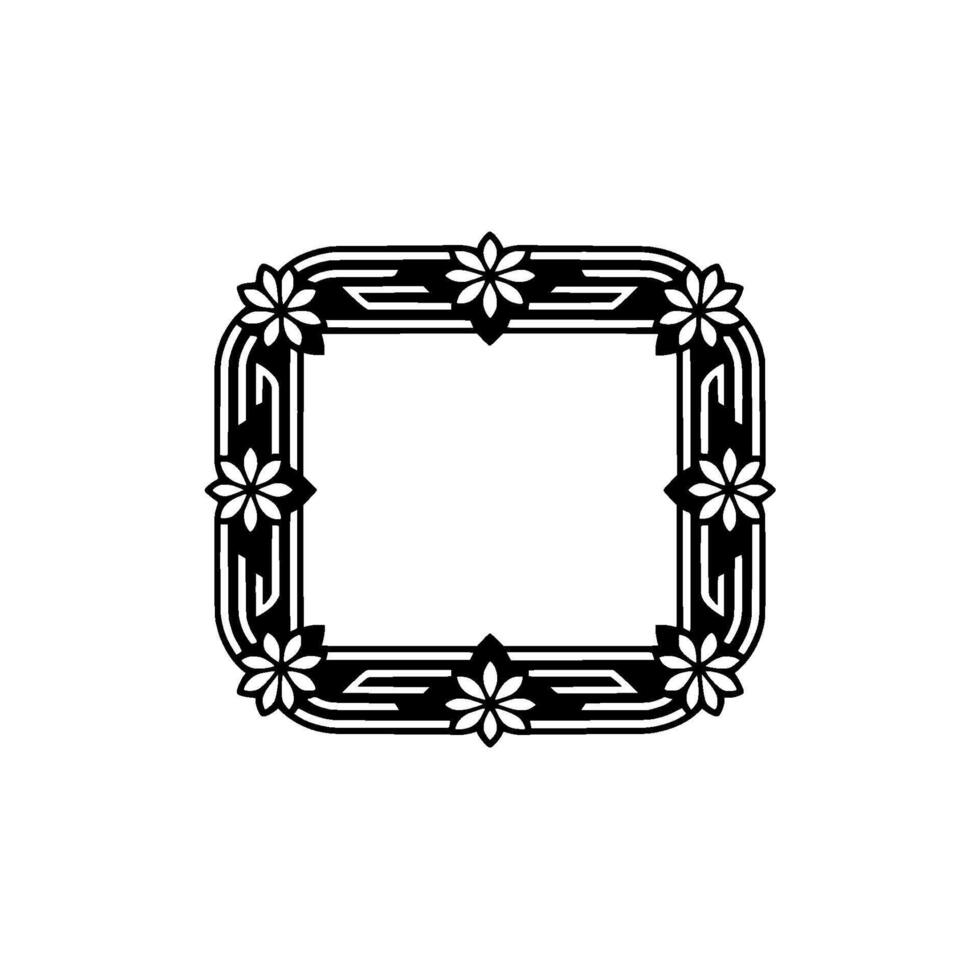 Deco Floral Frame Elegant Black and White Element vector
