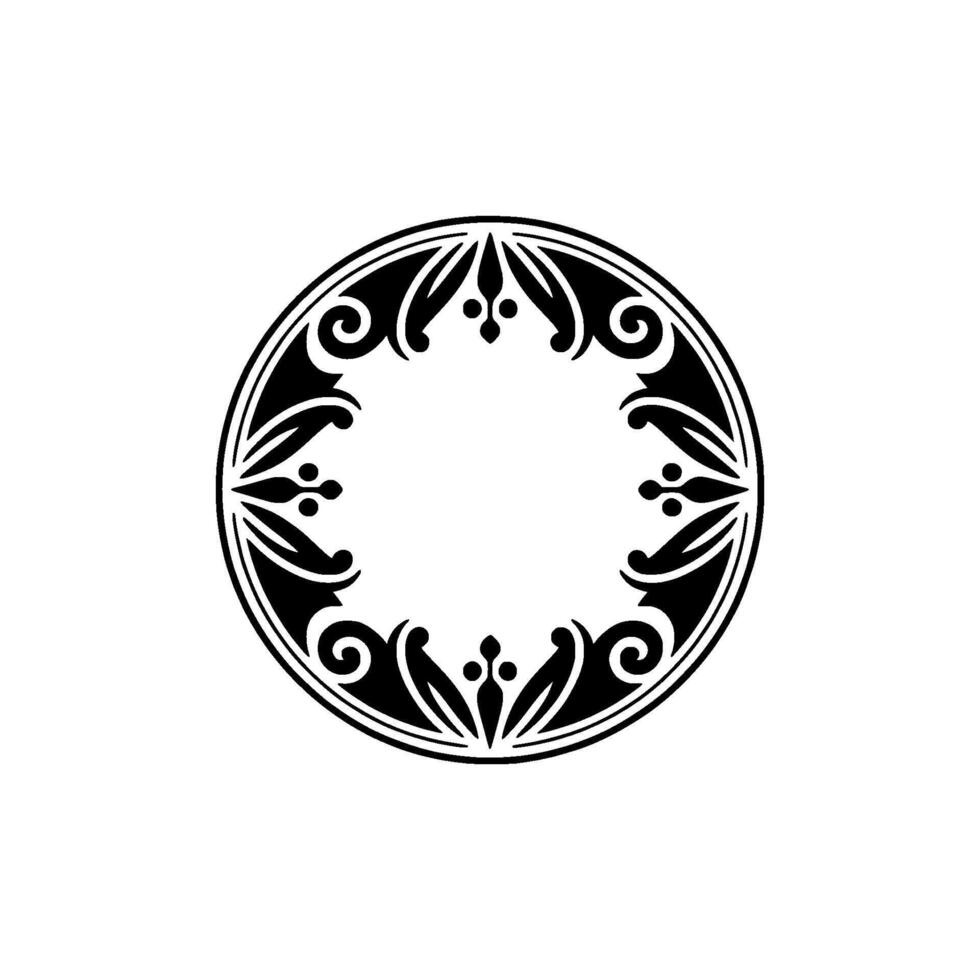 Elegant Black White Circular Decorative Ornament, Element vector
