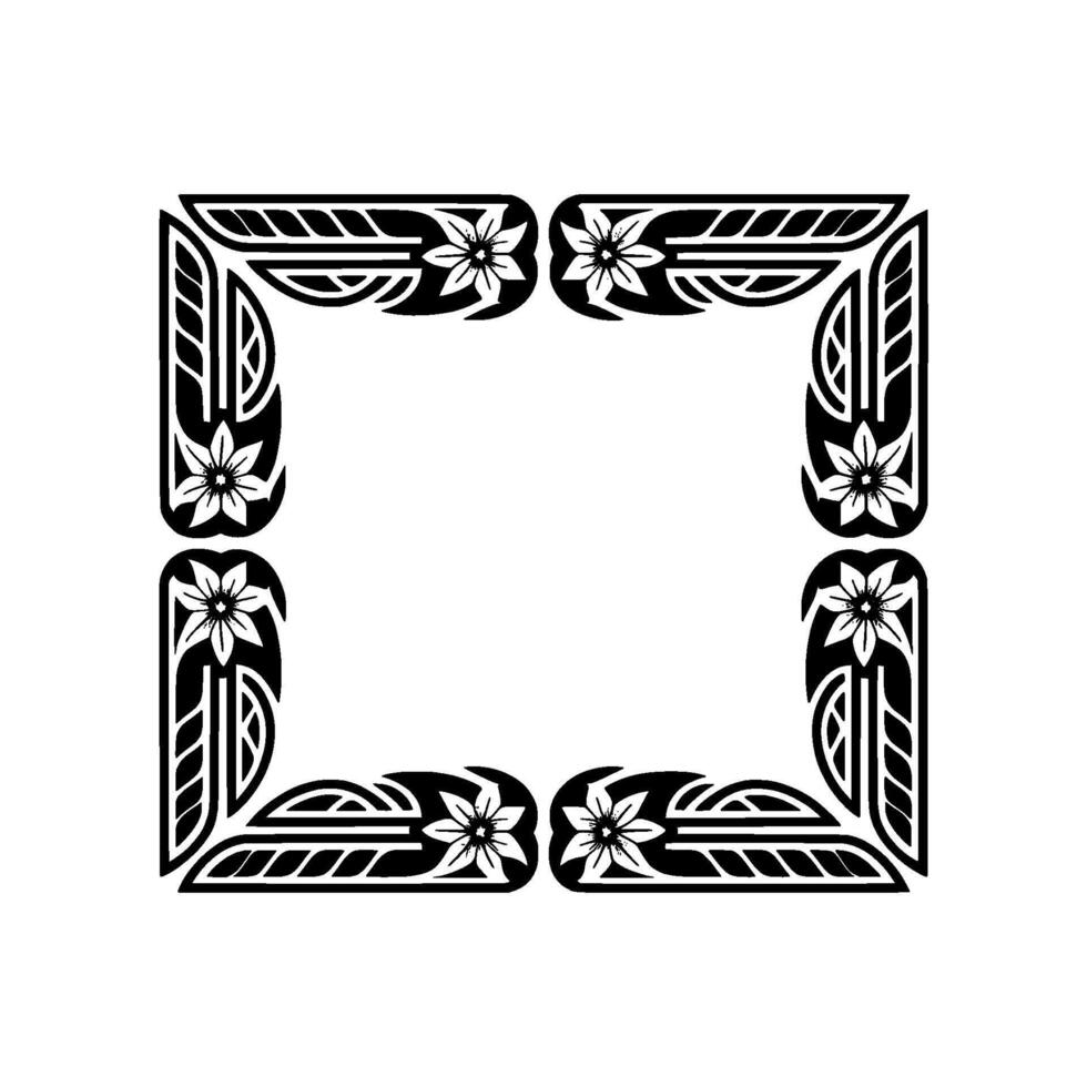 Elegant Art Nouveau Floral Frame, Black and White vector